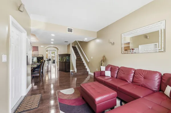 a living room with furniture