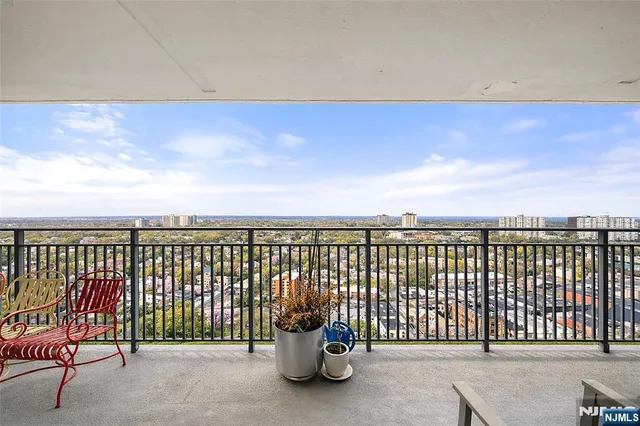 a view of a terrace with a bench