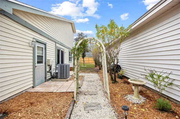 a view of backyard of house