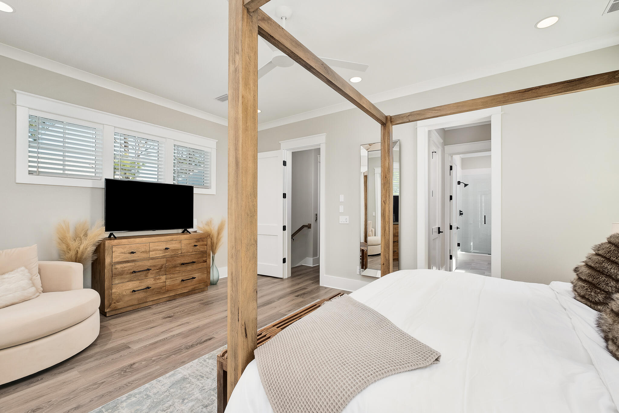 107 Grande Pointe Dr Inlet Beach Inlet Beach, FL 32461 - Photo 25 of 78 a bedroom with furniture and a flat screen tv