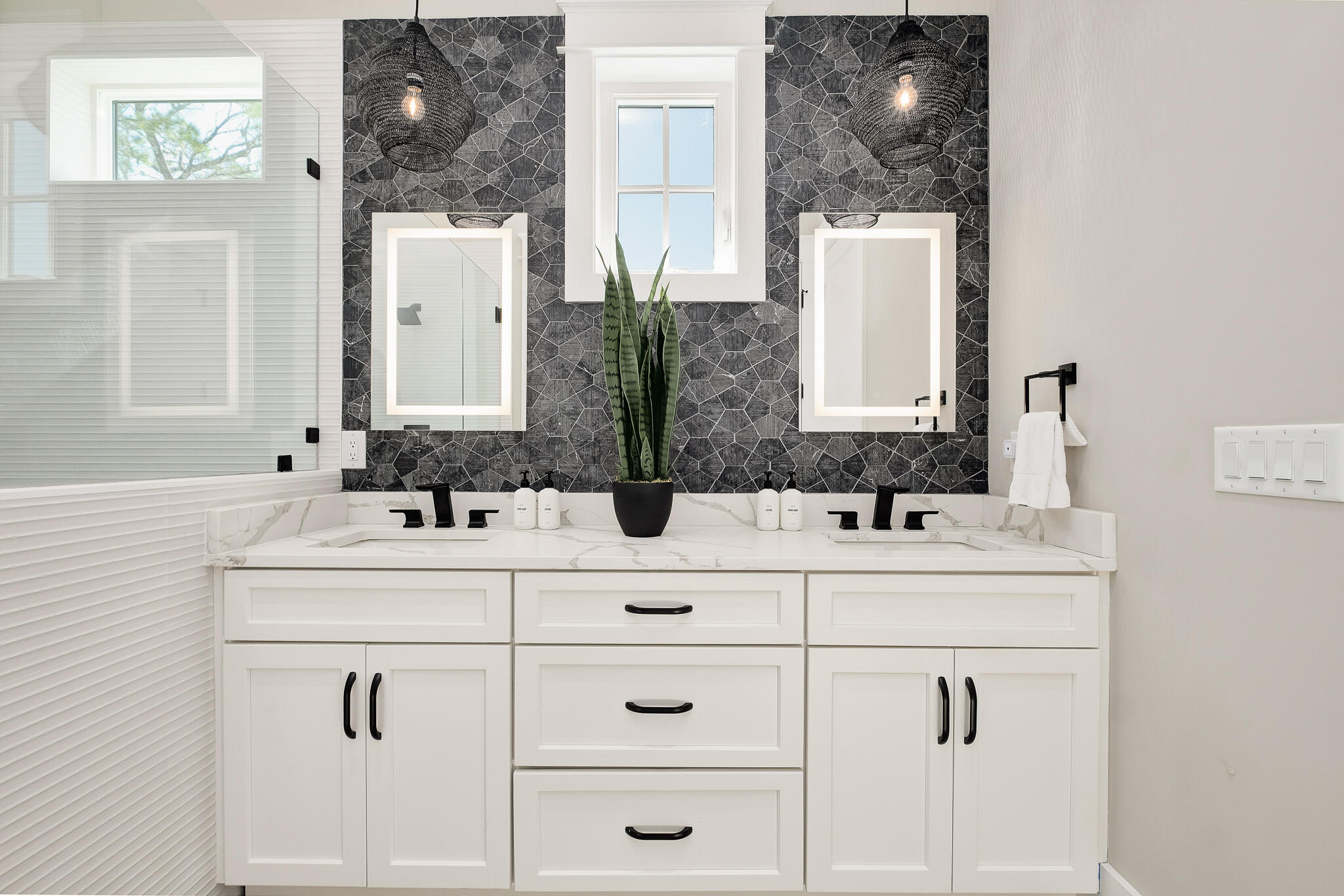 107 Grande Pointe Dr Inlet Beach Inlet Beach, FL 32461 - Photo 27 of 78 a bathroom with a sink vanity and mirror