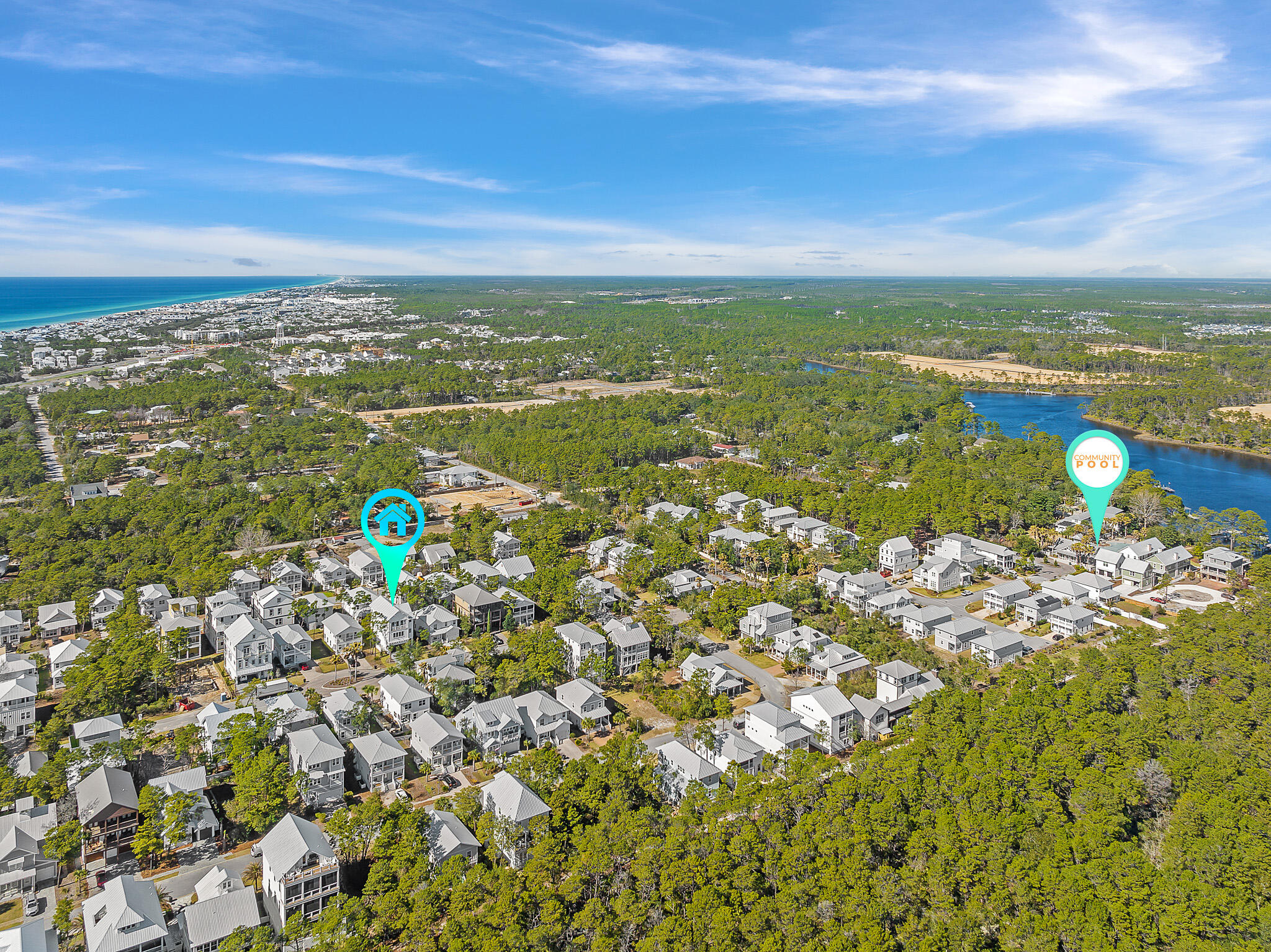 107 Grande Pointe Dr Inlet Beach Inlet Beach, FL 32461 - Photo 64 of 78 a view of a lake with a city