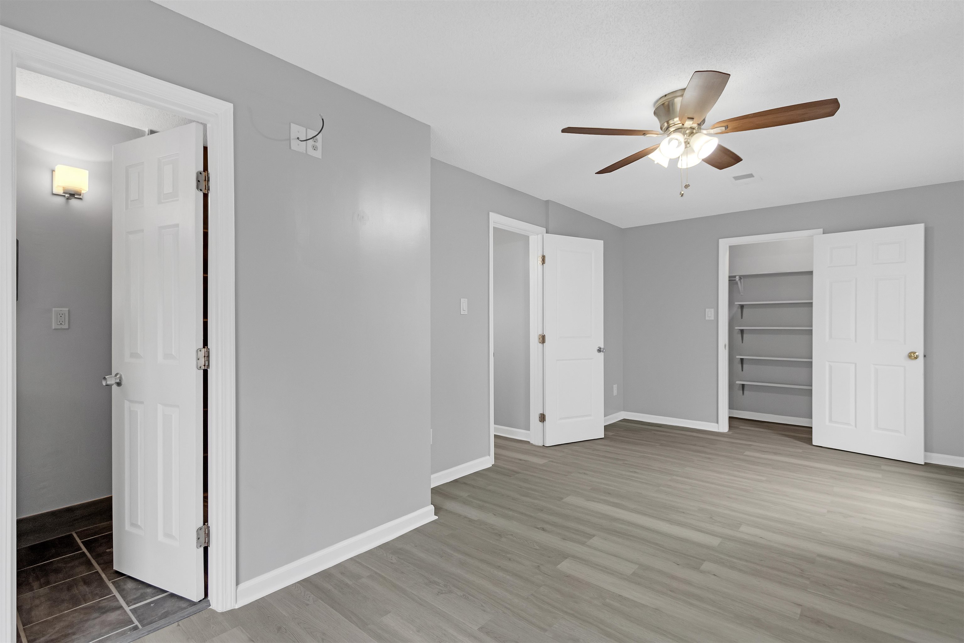 3324 William Tell Drive Memphis, TN 38127 - Photo 20 of 28 Unfurnished bedroom featuring ceiling fan, light wood-type flooring, a walk in closet, and a closet