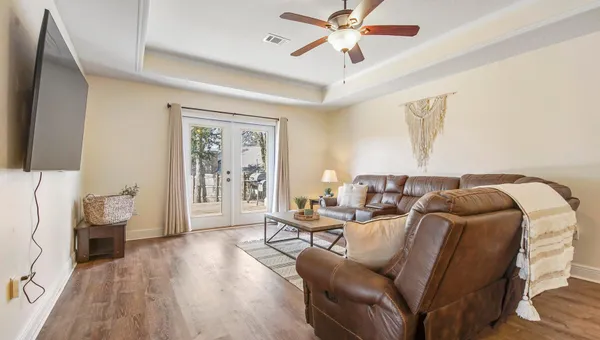 a living room with furniture