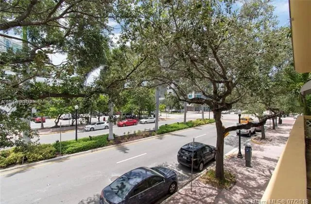 a street view with sitting space