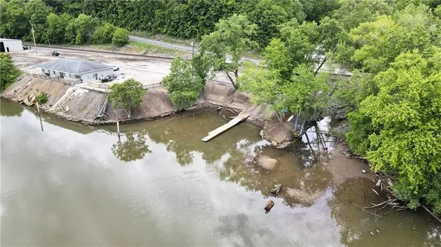 a view of a lake with a house