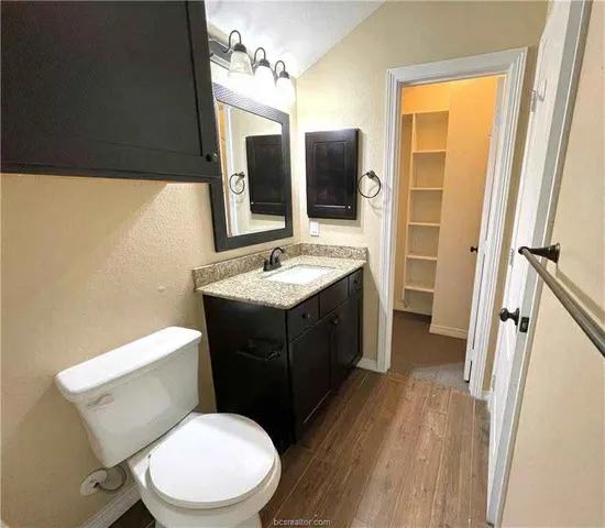 a bathroom with a toilet a sink and a mirror