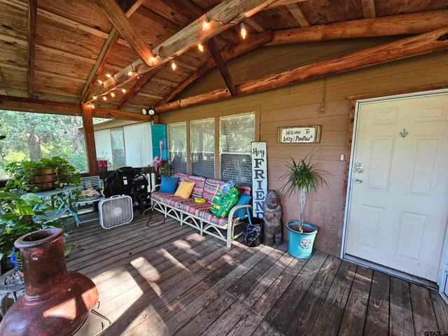 a view of porch with seating space