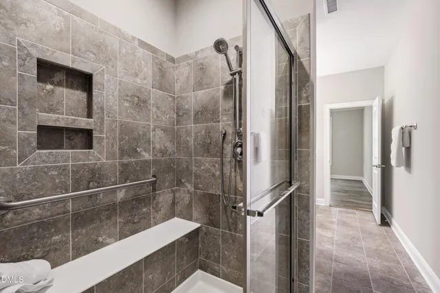 a view of a room with racks on the wall