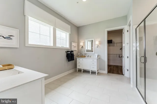 a large white room with closet