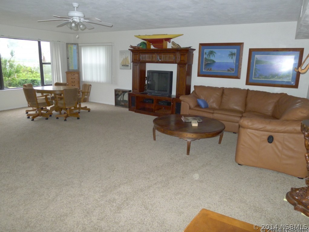 6544 Engram Road, Unit E204 New Smyrna Beach, FL 32169 - Photo 15 of 22 a living room with furniture and a fireplace