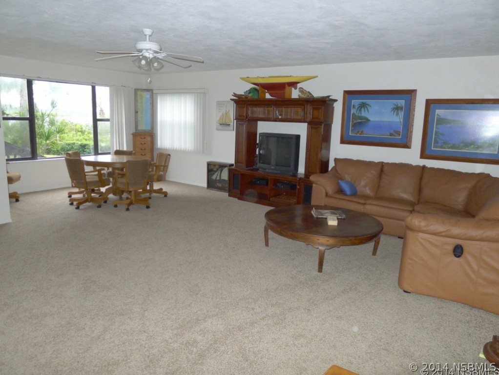6544 Engram Road, Unit E204 New Smyrna Beach, FL 32169 - Photo 16 of 22 a living room with furniture and a fireplace