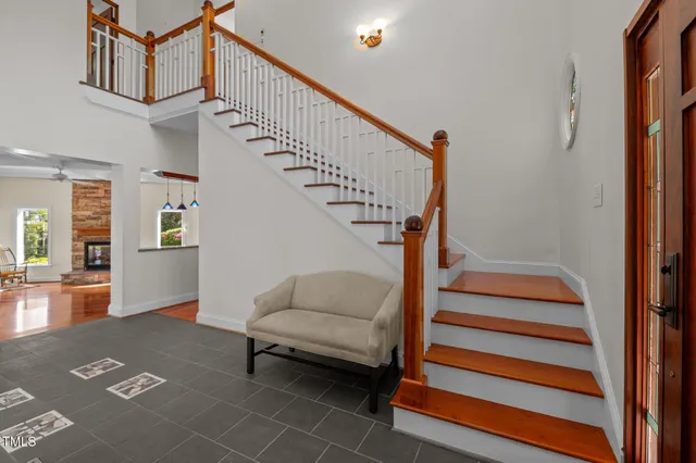 a view of a lake with a yard