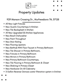 $540,000 | 929 Manson Crossing Drive, Murfreesboro, TN 37128