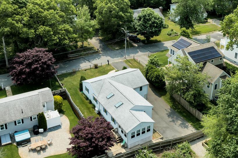 9 Uncle Henrys Road Mashpee, MA 02649 - Photo 13 of 41 an aerial view of a house with a garden and swimming pool