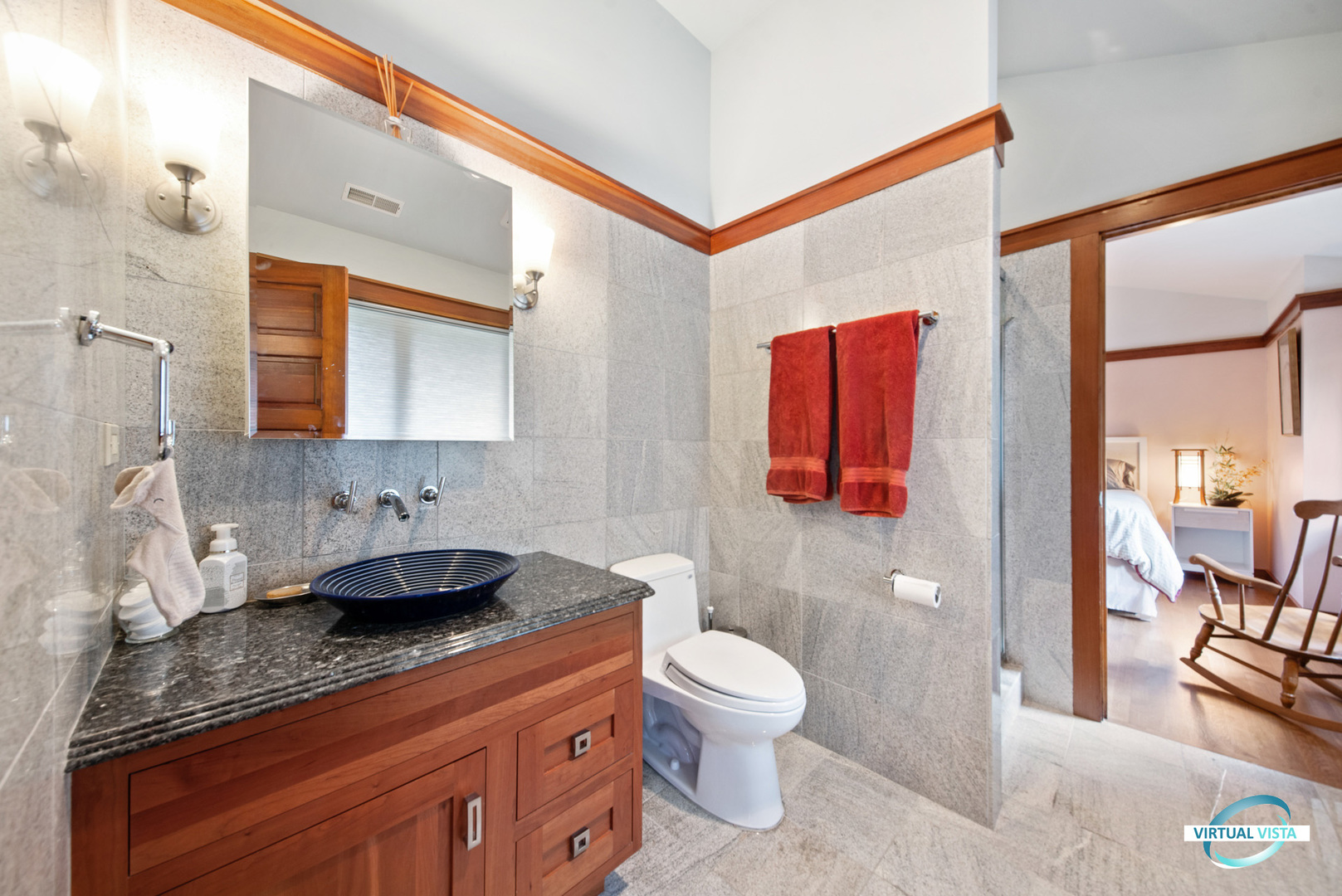 37 Longcommon Road Riverside, IL 60546 - Photo 29 of 34 a bathroom with a granite countertop sink mirror vanity and toilet