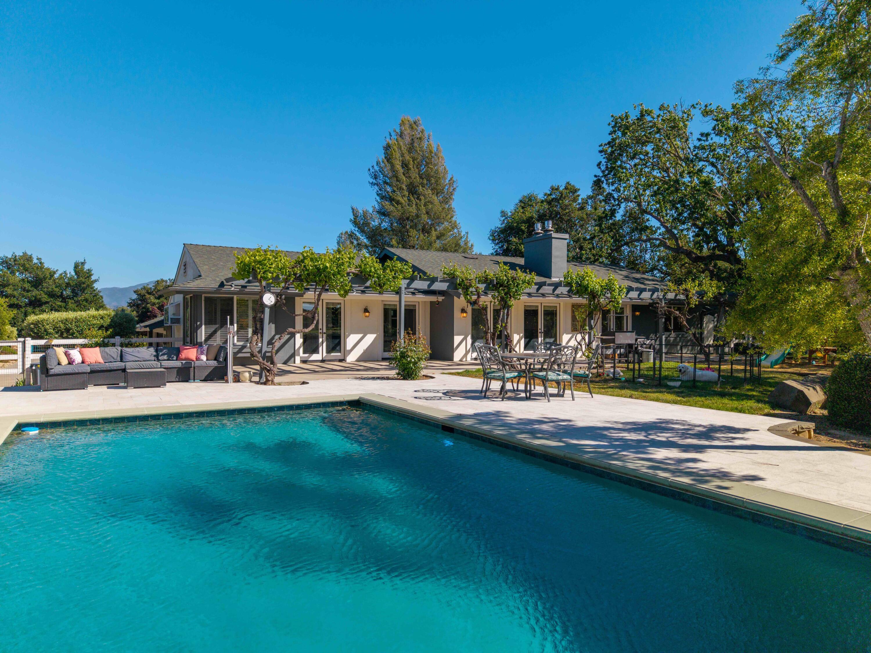 2667 Quail Valley Road Solvang, CA 93463 - Photo 35 of 62 a view of swimming pool with outdoor seating and a garden