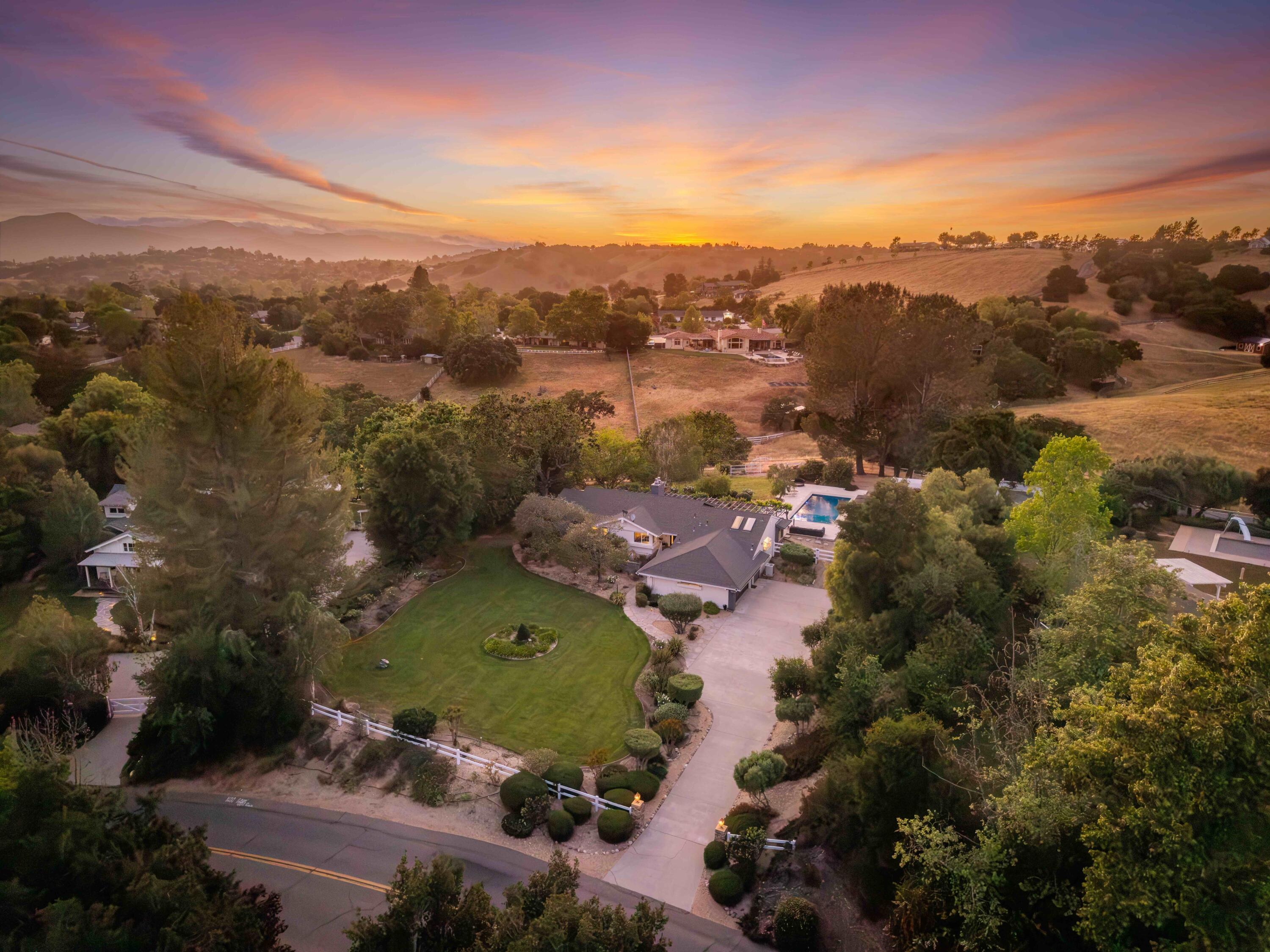 2667 Quail Valley Road Solvang, CA 93463 - Photo 56 of 62 Twilight aerial sunset V2 - 2667 QVR