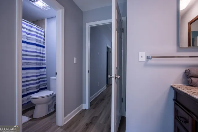 a view of bathroom with toilet