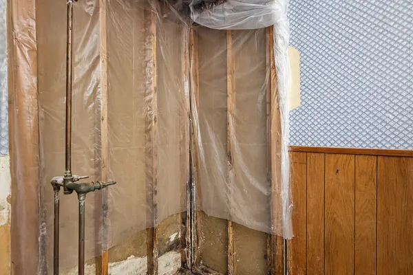 a bathroom with a toilet and a shower curtain