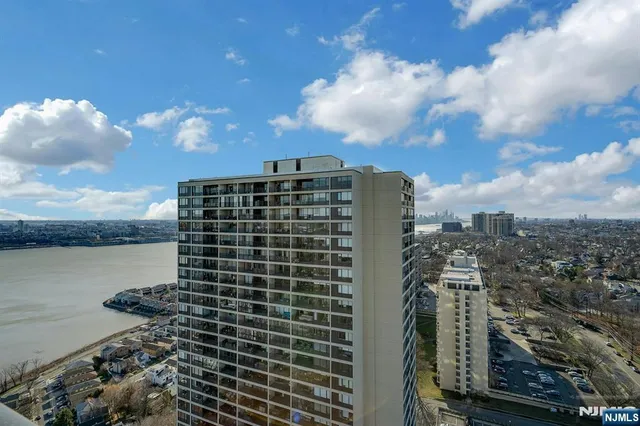a city view with tall buildings