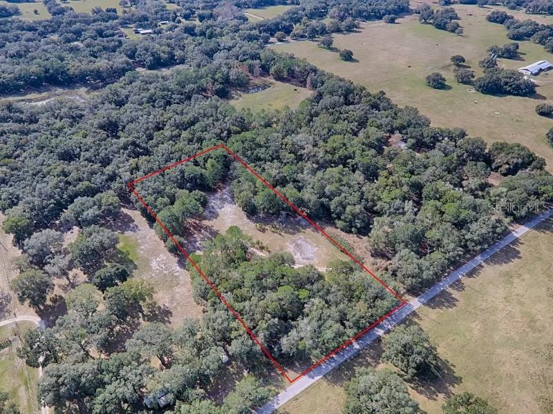 a view of a large yard with lots of green space