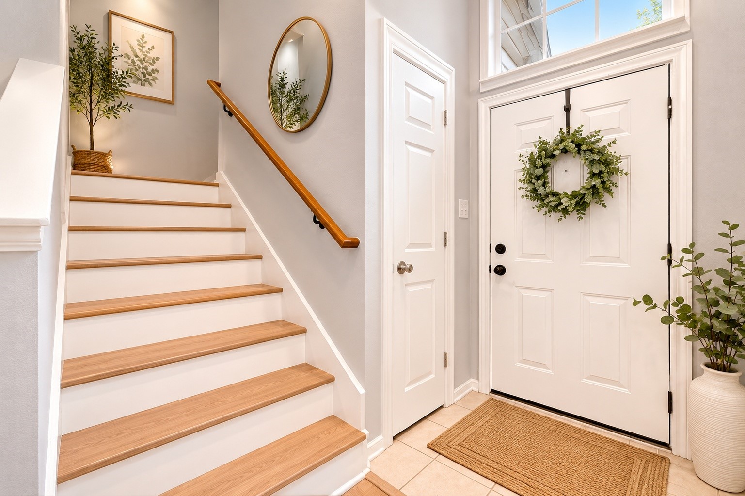 38 Musgrove Place Spring, TX 77382 - Photo 2 of 36 Light-filled entry with wood staircase, crisp trimwork, and double front doors under transom windows.