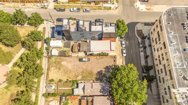 a city view with tall buildings