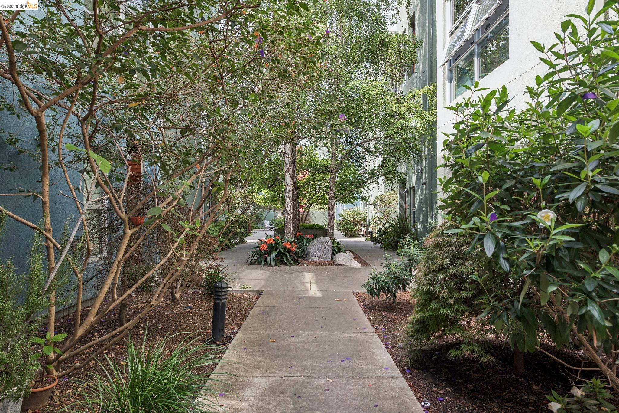 61 Glashaus Loop Emeryville, CA 94608 - Photo 36 of 39 a view of a patio with table and chairs and potted plants
