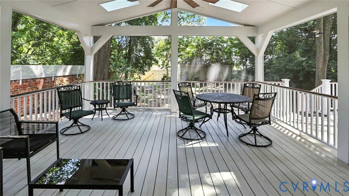 3321 Gloucester Road Richmond, VA 23227 - Photo 21 of 38 Wooden terrace with ceiling fan and outdoor dining