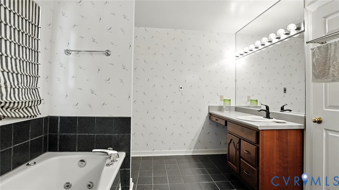 3321 Gloucester Road Richmond, VA 23227 - Photo 28 of 38 Bathroom with vanity, dark tile patterned flooring