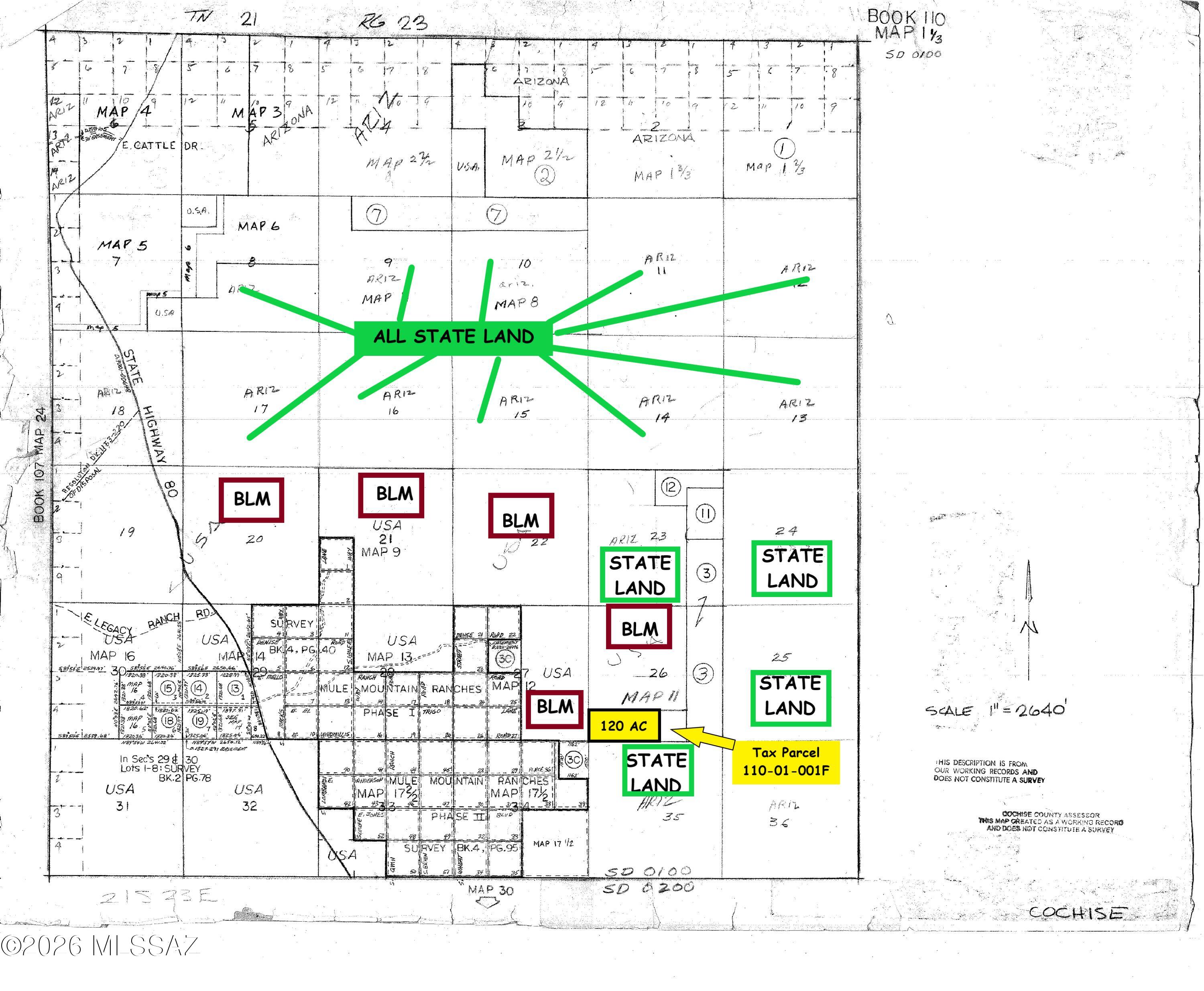 120 East Windmill Road Tombstone, AZ 85638 - Photo 2 of 12 Assessor Map - Marked up