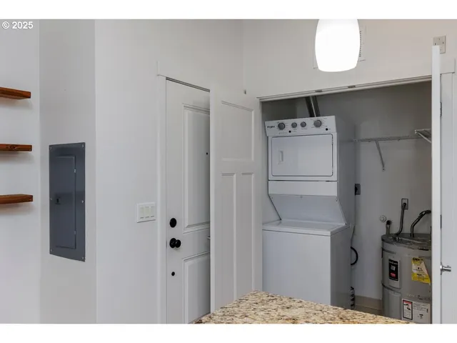 a patio with tables and chairs