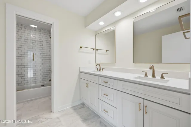 a bathroom with a bathtub