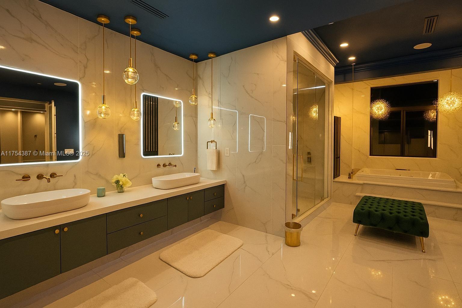 2980 Windmill Ranch Road Weston, FL 33331 - Photo 18 of 31 a spacious bathroom with a mirror a double vanity sink and a shower