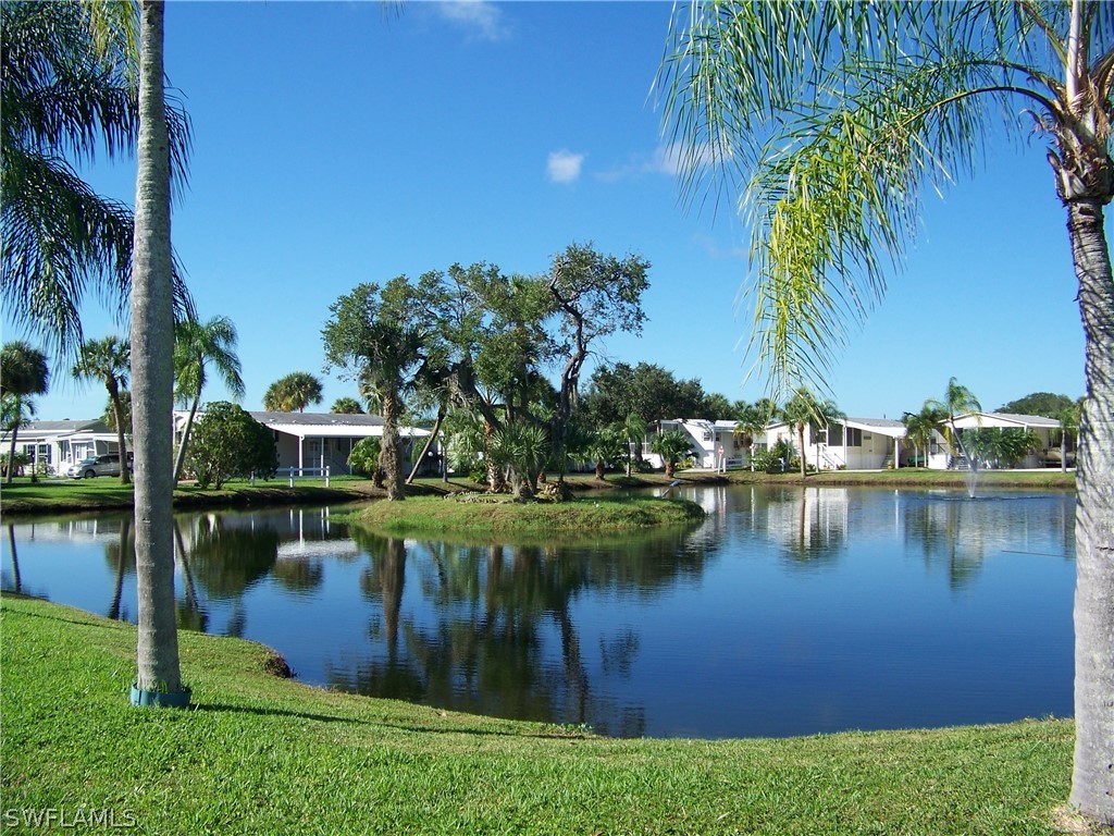 a view of a lake with houses