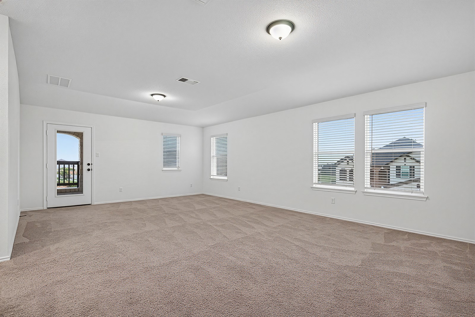4600 Ercolano Lane Round Rock, TX 78665 - Photo 25 of 37 Spacious room featuring neutral carpet flooring, white walls, and a tray ceiling