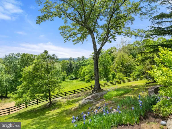 a view of a lake with a yard