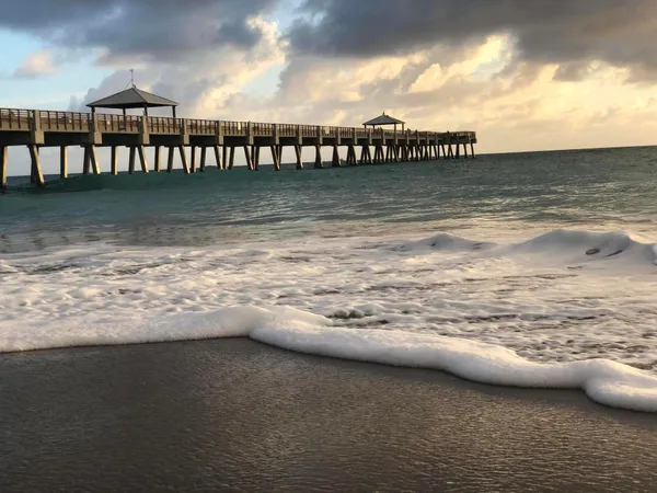 a view of a building and a street