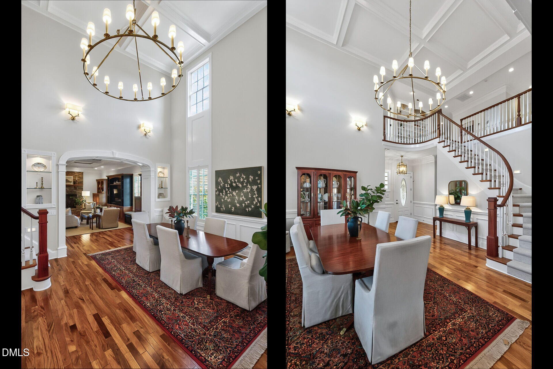 4119 English Garden Way Raleigh, NC 27612 - Photo 8 of 48 a view of a dining room with furniture a chandelier and wooden floor