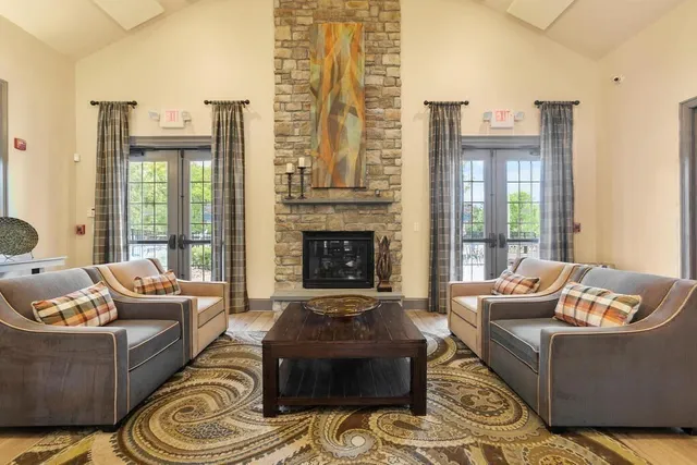 a view of a lake with a building in the background