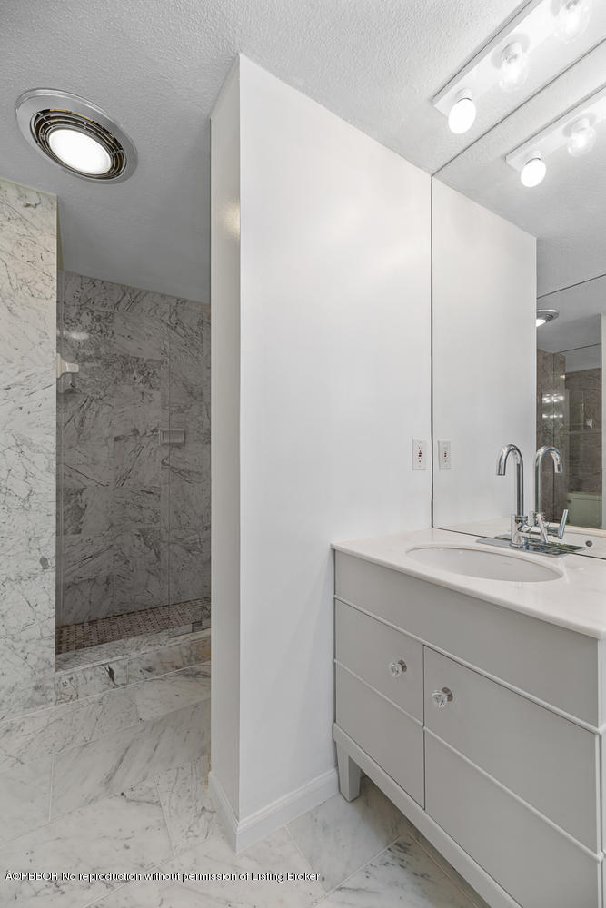 2150 Ibis Isle Road, Unit 8 Palm Beach, FL 33480 - Photo 22 of 31 a bathroom with a shower sink and mirror