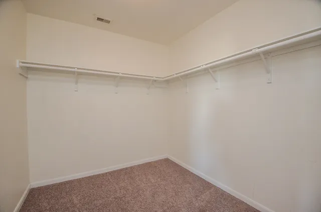 a view of an empty walk in closet