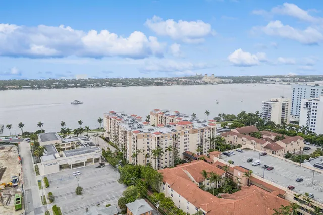 a view of a city and ocean view