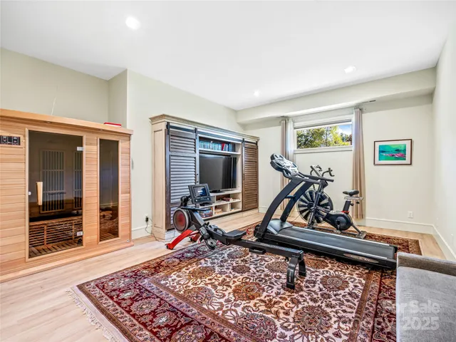 a view of a room with gym equipment