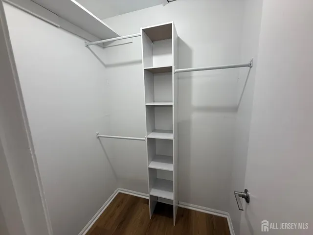 a view of an empty walk in closet