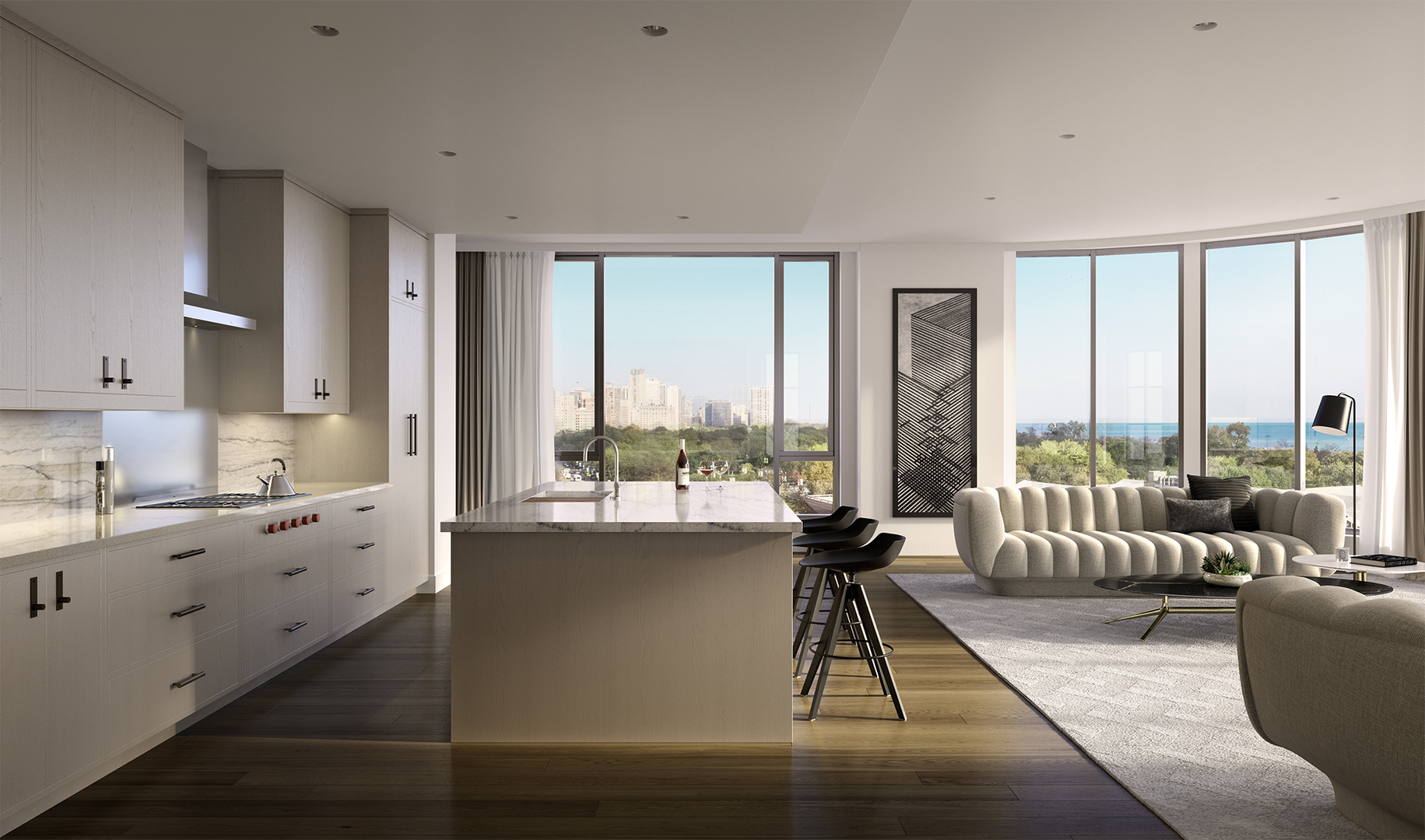 1550 North Clark Street, Unit 901 Chicago, IL 60610 - Photo 5 of 19 a living room with furniture and a large window
