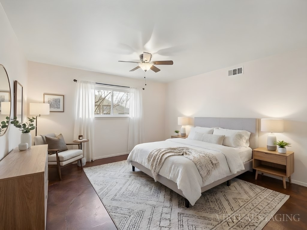 4711 Fieldstone Drive Austin, TX 78735 - Photo 13 of 40 Bedroom with ceiling fan and baseboards