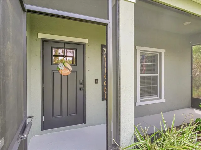a front view of a house with a door