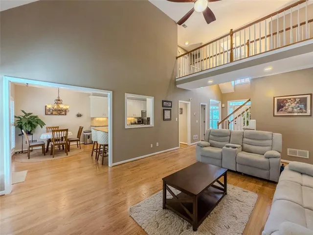 a living room with furniture